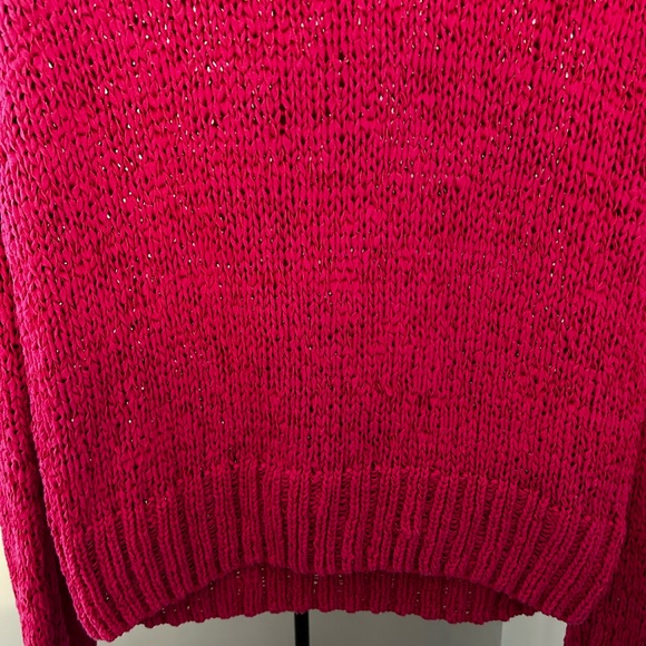 Zara Hot Pink Textured Knit Sweater Crew Neck – Size L - Picture 5 of 5